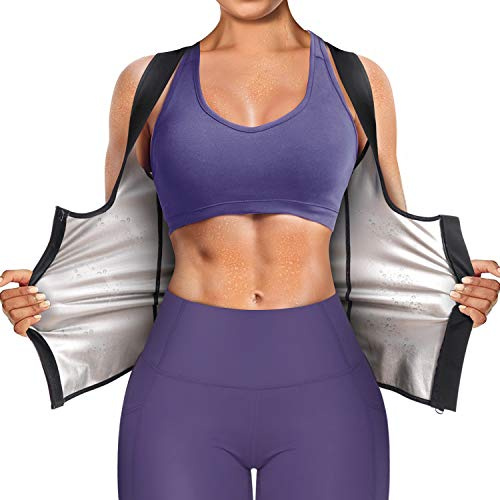 Junlan Korsett Bauchweg Schwitzgürtel Zum Abnehmen Corset Top Bauchweggürtel Waist Trainer Damen Fitness Tank Top (2XL)