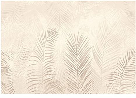 Carta Da Parati Fotografica Foglie Di Palma Calcestruzzo Piume - Include Colla - Moderna Design Carta per Pareti Soggiorno Camera Da Letto Sala Fotomurali In Tessuto Non Tessuto TNT (368x254 cm)