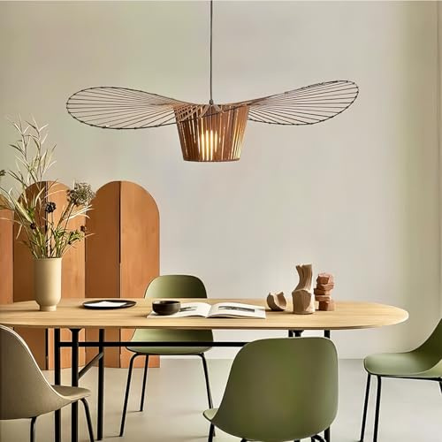 YONIISEA Vertigo Hängelampe Braun 100cm, Modern Vintage Vertigo Pendelleuchte Hängend Hängelampe Hut Lamp Geeignet FüR Esstisch Wohnzimmer Schlafzimmer Hängeleuchte