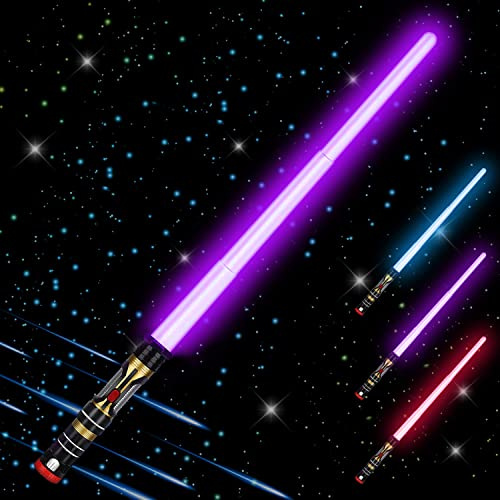 Light Saber Kids - Light Up Saber with Sound- 3 Colors Changeable Retractable Lightsaber Sword Toys for Boys Party Favors - Halloween Christmas Stocking Filler Gift Cosplay Dress Up Accessories