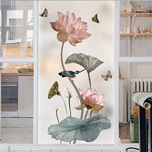 KEKUYA 3D Fensterfolie-kein Kleber,statisch, dekorative Sichtschutzfolie,Schmetterling ,Blickdicht Milchglas Fensterfolien Selbstklebend,Für Zuhause Badzimmer Büro(90cmx200cm)