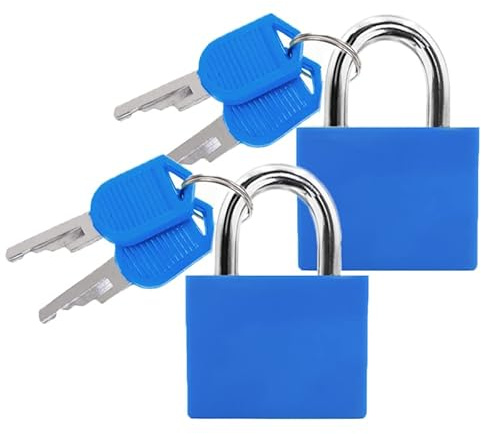 Lucchetti per Valigie con Chiavi - LeFeirr Piccolo Bagagli Lucchetto con Chiave per Borse da Viaggio Palestra Armadietto, Confezione da 2, Blu