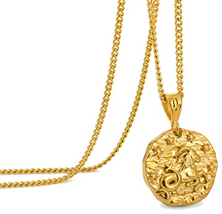 Kette Herren, Halskette mit Sternzeichen Anhänger für Herren, Edelstahl 12 Sternbild Kette, Astrologie geprägte Anhänger Halskette,Ideale Geburtstag Geschenkideen für Damen und Herren