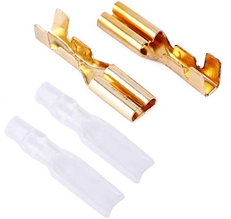 100 Pair Crimp Terminal Connector, 2.8mm Gold Brass Plug Spring Terminal with Transparent Sheath, Electric Wire Connectors Set for Car Speaker, Vehicle Instrument