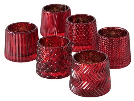 Boltze 2026513 Sabena Windlicht rot Sortiert 7 cm (1 Stück)