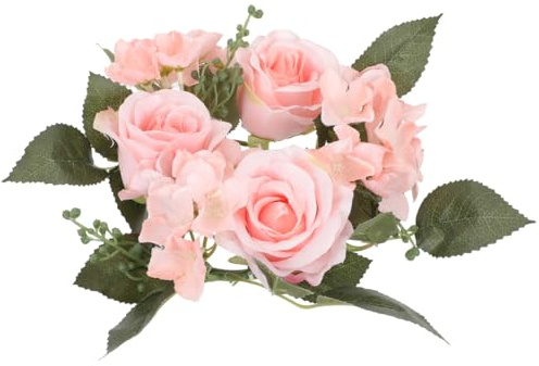 BESTonZON Kerzenringe Für Die Hochzeit, Rosa Hochzeitskerzenring Ostern Kerzenringe Rose Eukalyptus Kerzenkranz Frühlingskranz Osterkranz Kerzen Kranz Ringe Hochzeit Rosa Hochzeitskranzdekoration