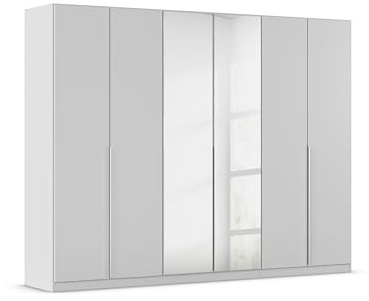 Rauch Möbel Alabama, Kleiderschrank, Farbe Seidengrau, Breite 271 cm | Schrank, 6-türig, mit Spiegel, Zubehör Classic, für Schlafzimmer, Kinderzimmer, Homeoffice, Gästezimmer, Garderobe, Flur