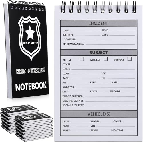 Teling 24 Pcs Public Safety Notebook Police Field Interview Report Notepad for Law Enforcement Officer Gifts Ticket Book Notebook Cop Interview Equipment Accessories, 70 Sheets/ 140 Pages