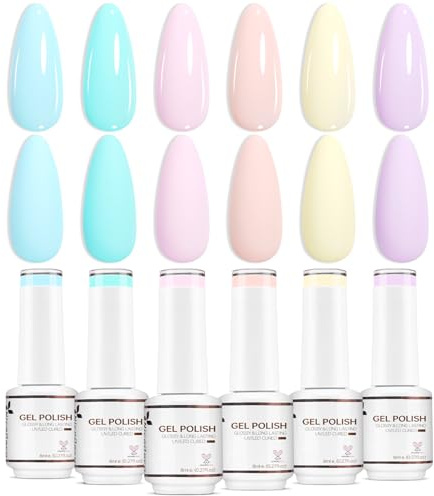 Nicedeco Gel Nagellack Set Pastell 6 Farben UV Nagellack Pastellfarben 8ml Frühling Sommer Soak Off Gel Nagellack Set 6-20