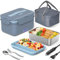 Herrfilk 100W Elektrische Lunchbox Erwachsene, 3-in-1 12/24/220V Thermo Lunch box mit Besteck und Isolierter Lunchbeutel, Auslaufsicherer, 1.8 L Großbehälter, Brotdose mit Fächern für Auto,LKW,Office