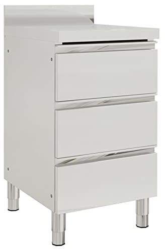 Vopese Edelstahl-Küchenschrank mit 3 Schubladen, 50x60x95-96cm, für Küche & Gastronomie - Montage erforderlich Model151179