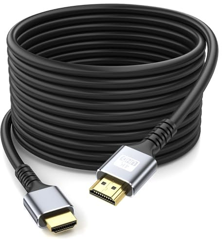 looyotul 4k Cable HDMI 12m de Ultra Alta Velocidad HDMI 2.0 Cable 4K@60Hz Conector Dorado 18gbps, Cable HDMI 3D Arc ethernet,Para Computadoras,Proyector,Monitoreo,HDTV,Xbox,PS4/PS5 (Plateado)