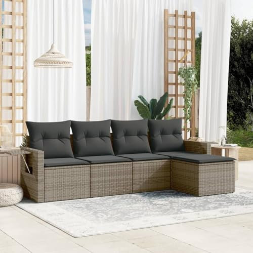 Festnight Balkon Lounge Rattan mit Stauraum Gartenlounge Klein Sofa Balkon Ecklounge Rattansofa Sitzecke Balkon Klein Gartensofa Ecksofa Garten Lounge Sofa Outdoor Balkonmöbel Couch Gartenmöbel