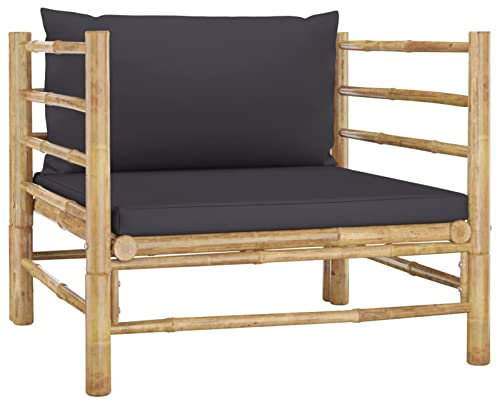 ZEYUAN Gartensofa mit Dunkelgrauen Kissen, Gartenlounge, Garden Sofa, Balkonmöbel, Gartenmöbel, Loungemöbel, Bambus