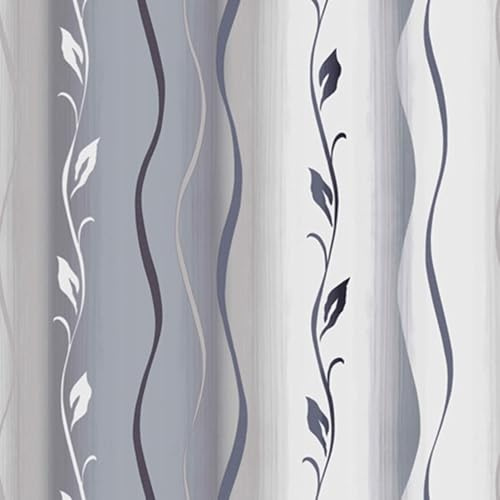 Gardinen Vorhangen Mondego Grau 140x250 cm (BxH) 1 Stück Gardine mit Kräuselband Curtains Wohnzimmer Florale Muster Satin Stoff Küchengardinen Fenstergardinen Window Blinds Dekoschale