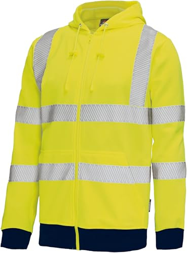 Vizwell Warnschutz Sweatjacke mit Kapuze leuchtorange leuchtgelb VW14B