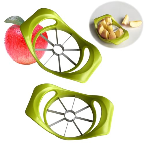 2 Pack Apple Slicer 8 Super Sharp Stainless Steel Blades Apple Slicer, Corer and Divider, Heavy Duty Stainless Steel Apple Cutter, Dishwasher Safe (B)