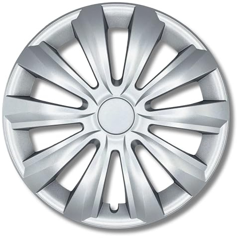 Kuglo Deltanos Radkappen 13 Zoll Silber, 4er-Set für Stahlfelgen | Schlagfester, witterungsbeständiger Kunststoff mit Metallspannring und werkzeugloser Clip-Montage