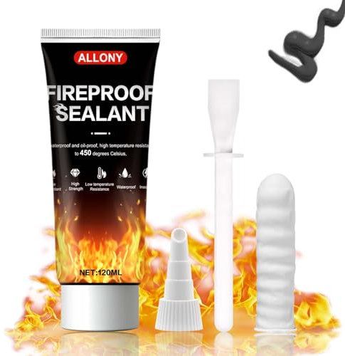 Allony 120ml Colla Alte Temperature, Sigillante Alte Temperature, Silicone Nero Alte Temperature per Auto, Caminetti, Stufe, Forni, Elettrodomestici, ecc
