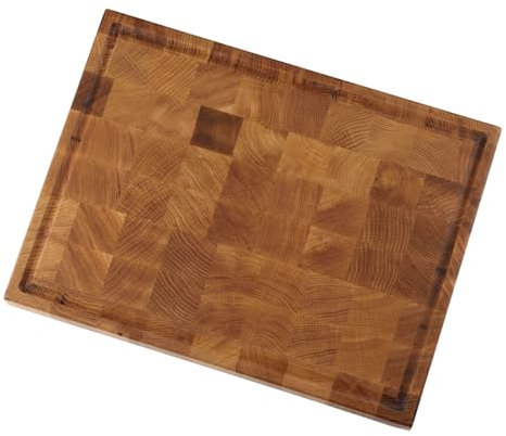 Reelken Oak Wood Chopping Board, 40 x 30 x 2.5 cm, Large Wooden Board for the Kitchen with Juice Groove, Knife-Friendly Oak Chopping Board, Chopping Board, Wooden Kitchen Board