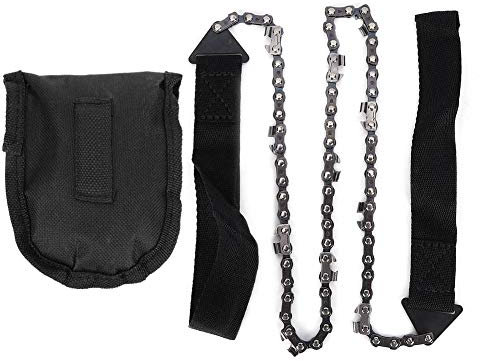 65cm/25,6 Zoll Taschen Kettensäge mit Schwarzem Griff Handkettensäge Seilsäge Hand Säge Survival Säge für Camping, Überleben, Jagen, Wandern, Gartenarbeiten