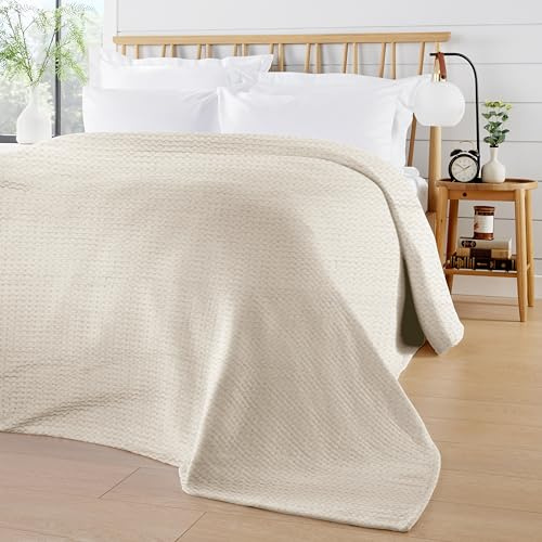 Olivia Rocco Florian Überwurfdecke 100% Baumwolle Kariertes Design Tagesdecke Überwürfe für Sofas Sessel Sofa Sofa Couch Bettüberwurf über Decken 180 x 250 cm, Natur