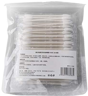 Wattestäbchen, Wattestäbchen, Applikator, Doppelspitze, Wattestäbchen mit Papiergriffen, 10 Stück (spitze und runde Spitze)