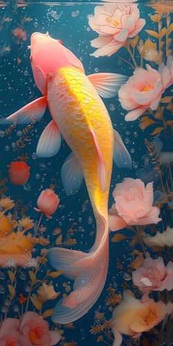 Malen Nach Zahlen Erwachsene Lotus Koi Malen Nach Zahlen Bild,DIY Set mit Pinseln und Acrylfarben Handgemalt Leinwand, Malen Nach Zahlen Kinder für Basteln Zuhause Mädchen Geschenk 30x60cm s-704