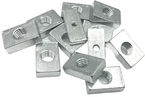 Contre-écrous, écrous métriques, écrous en acier Écrou en acier au carbone 20 pièces Écrou carré M6 Écrous rectangulaires Accessoire de profil en aluminium Bloc coulissant Écrou fraisé fin en acier au