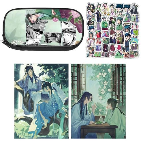 SUJEBRAN 3 Tagebücher der Apothekerin Federtasche Buch Aufkleber, Anime Federmäppchen Notizbuch 60-Stikcers Merch, Vollfarbiges Schreibwaren Set (Multicolor04)