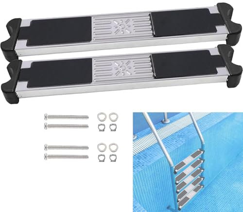 Scala per piscina, 2 gradini, antiscivolo, per piscina, in acciaio inox, universale, accessorio antiscivolo, per scale