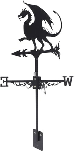 Abaodam Veleta de Hierro Dragón para Jardín y Techo, Decoración Creativa de Halloween al Aire Libre, Paleta Metálica Resistente para Patio, Indicador Dirección Viento Duradero