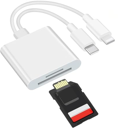 DAJING SD Card Reader for iPhone iPad, USB C SD Card Reader with Dual Slot for MicroSD/SD, Type C OTG Adapter, Camera Card Viewer Memory Card Reader