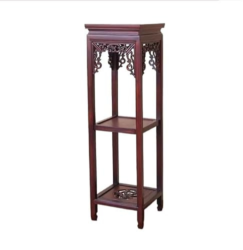 ZIGUIhsou-11 Plant Stand Openwork Carving Antique Style Corner Bonsai Base, Redwood Multi Layer Plant Stand Decorative