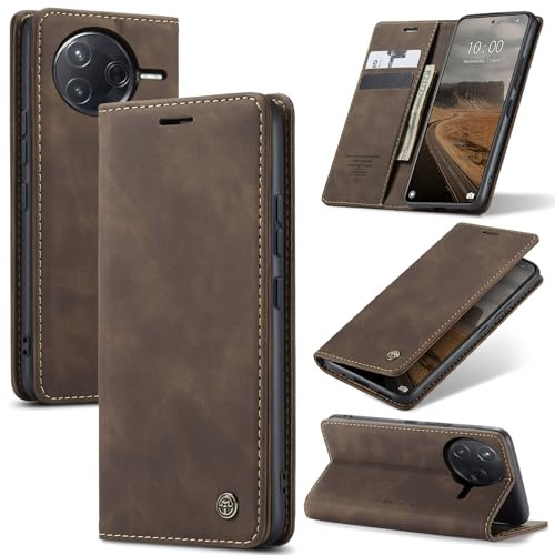 Samokor Fodral för Xiaomi Poco F7 Pro 5G, Mobilbokfodral PU-läderfodral flip-Plånbok Kortplats Stativfunktion Magnetisk Stötskydd för Xiaomi Poco F7 Pro, Kaffe