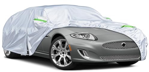 Waterproof Car Cover Fit for Jaguar XK/XK8/XKR 1996-2014, Silver | Outdoor Cover All Weather Car Cover, with Zipper Door & Windproof Bands for Snow Rain Dust Protection
