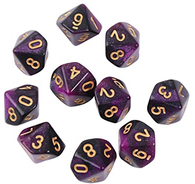 Aurgiarme 10 dadi poliedrici D10 a 10 facce per il gioco 15 mm RPG Festa Famiglia Kid Gioco Domestico Gioco di ruolo Set di dadi