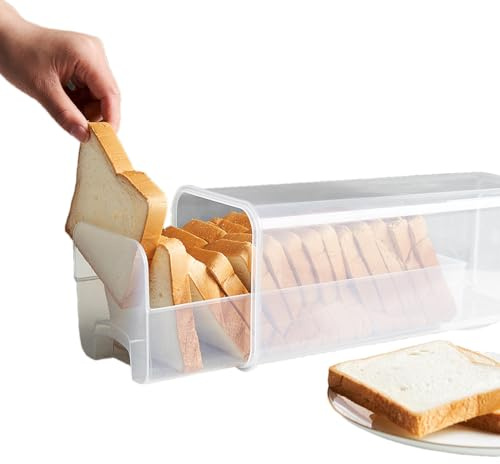 DzpKrka Recipiente Transparente Para Panadería Casera 14x34cm, Portasándwiches Con Compartimento, Caja Cerrada Para Donuts, Galletas Saladas Y Pan De Molde, Adecuado Para Comedor Escolar