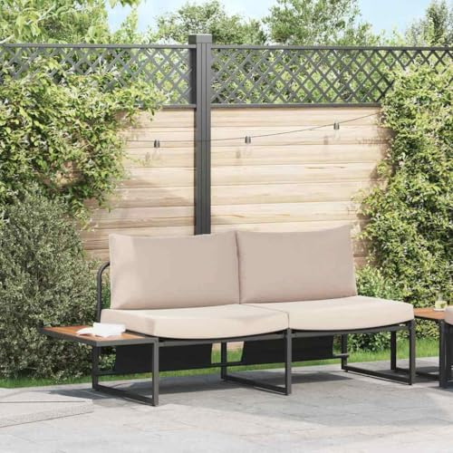 QJBSAVVA Gartensofa Braun 200,5x70x85,5 cm aus Metall mit wetterfesten Kissen Modernes Design Robust und Langlebig für Garten Terrasse Balkon