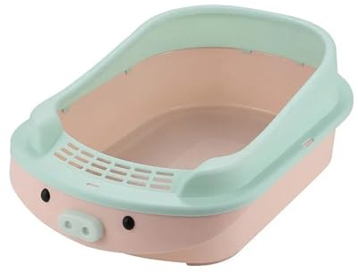 YVAAASIYC Sandboxes for Cat Litter Box Oversized Toilet Smart Semi Enclosed Anti External Splashing Supports Long(Haze blue,Small 43x29x14cm)