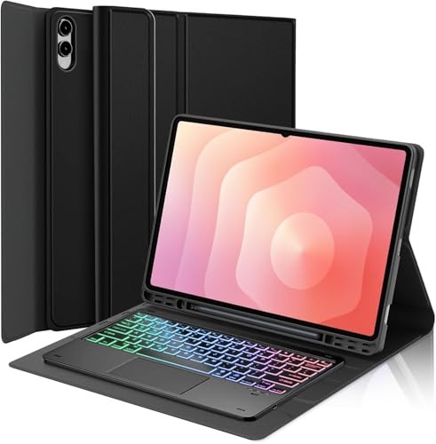 Wineecy Touchpad Keyboard Case for Samsung Galaxy Tab S11 Ultra 14.6 Inch 2025 Tablet SM-X936B/SM-X930, 7 Color Rainbow Backlight Detachable Bluetooth Trackpad Keyboard Folio Cover with S Pen Holder