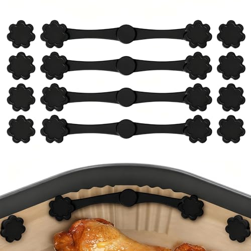 Aimants pour Air Fryer Papier Cuisson 12 Pièces – Clips Magnétiques en Silicone, Accessoires pour Friteuse à Air Chaud, Résistants à la Chaleur, Fixation papier cuisson, Anti-Glisse pour Airfryer