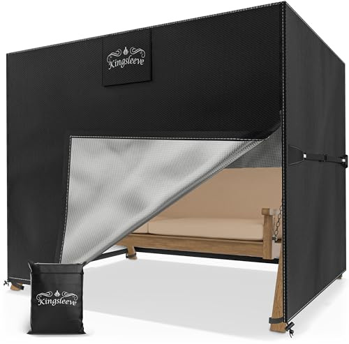 Kingsleeve® Hollywoodschaukel Abdeckung 3-Sitzer 210x150x150cm Winterfest Abdeckplane Wasserdicht Schutzhülle Gartenmöbel Abdeckhaube Schaukel