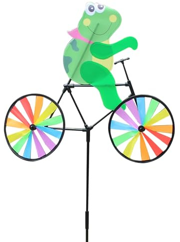 Aetherize Moulin à Vent avec Piquet, Dessin animé Mignon, Animal Vif, Moulin à Vent de vélo, 21x35 Pouces, Moulinet décoratif d'extérieur pour Jardin, Cour, Parc, Grenouille