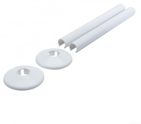 Radiatorrohr-Abdeckungshülle Mit Kragen Für 15 Mm Rohre, 200 Mm Länge, Chromfarben – 2Er-Pack Für Bad Und Heizung(White)