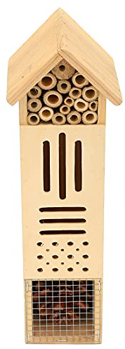 Generic Casa de Madera, Refugio de Hotel para Abejas, Refugio de Jardín Al Aire Libre con Troncos y Materiales de Piña, Ideal para Mariposas, Abejas, Balcón, Terraza y Patio