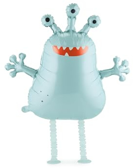 Folieballong, löpande utomjordisk 58 x 60 cm för helium – promenadballong, utomjording, figur – ballong för barnfödelsedag, rymdfest, sci-fest – folieballong som festdekoration – blå