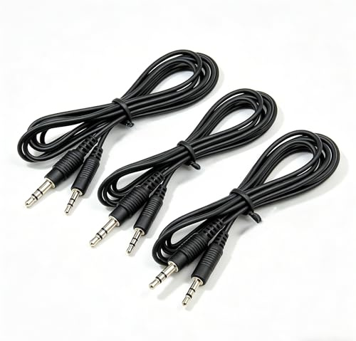 RHINORO 3-Pack, 2.5mm to 3.5mm Stereo Jack Male Aux Audio Cable, 1 Metre, compatible with RODE VideoMicro, Bose QC35II headphones, Baofeng UV-5R handheld amateur radio