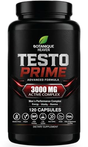 Men's Performance Complex 3000mg – D-Aspartic Acid, KSM-66 Ashwagandha, Fenugreek, Panax Ginseng & L-Arginine – Zinc, Vitamin D3 & B6 – 120 Vegan Capsules