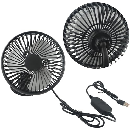 FACAIIO Ventilador USB para salpicadero de coche con ventosa, para ventilador de refrigeración ajustable de 360° para coche, oficina, hogar, circulación de aire silenciosa
